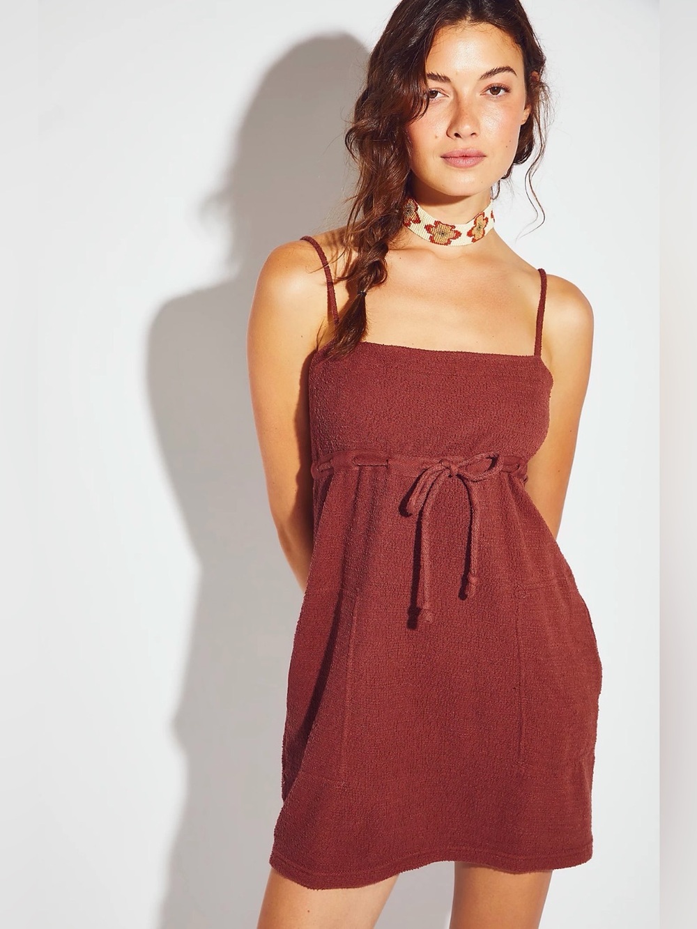 Free People Mini Dress with Tie Empire Waist